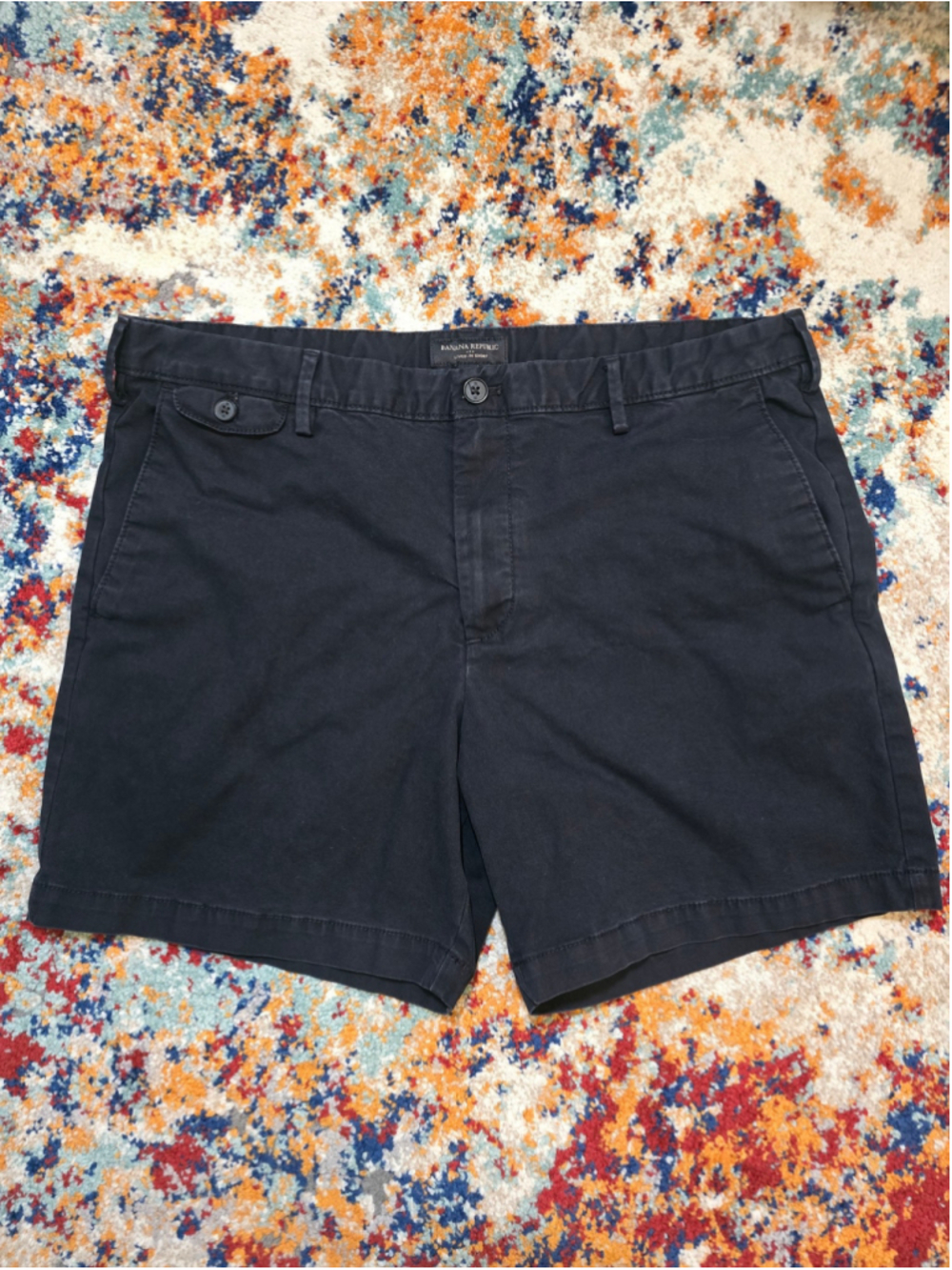 Banana Republic Men's Lived-In Chino Shorts Navy Blue Size 38 Excellent
